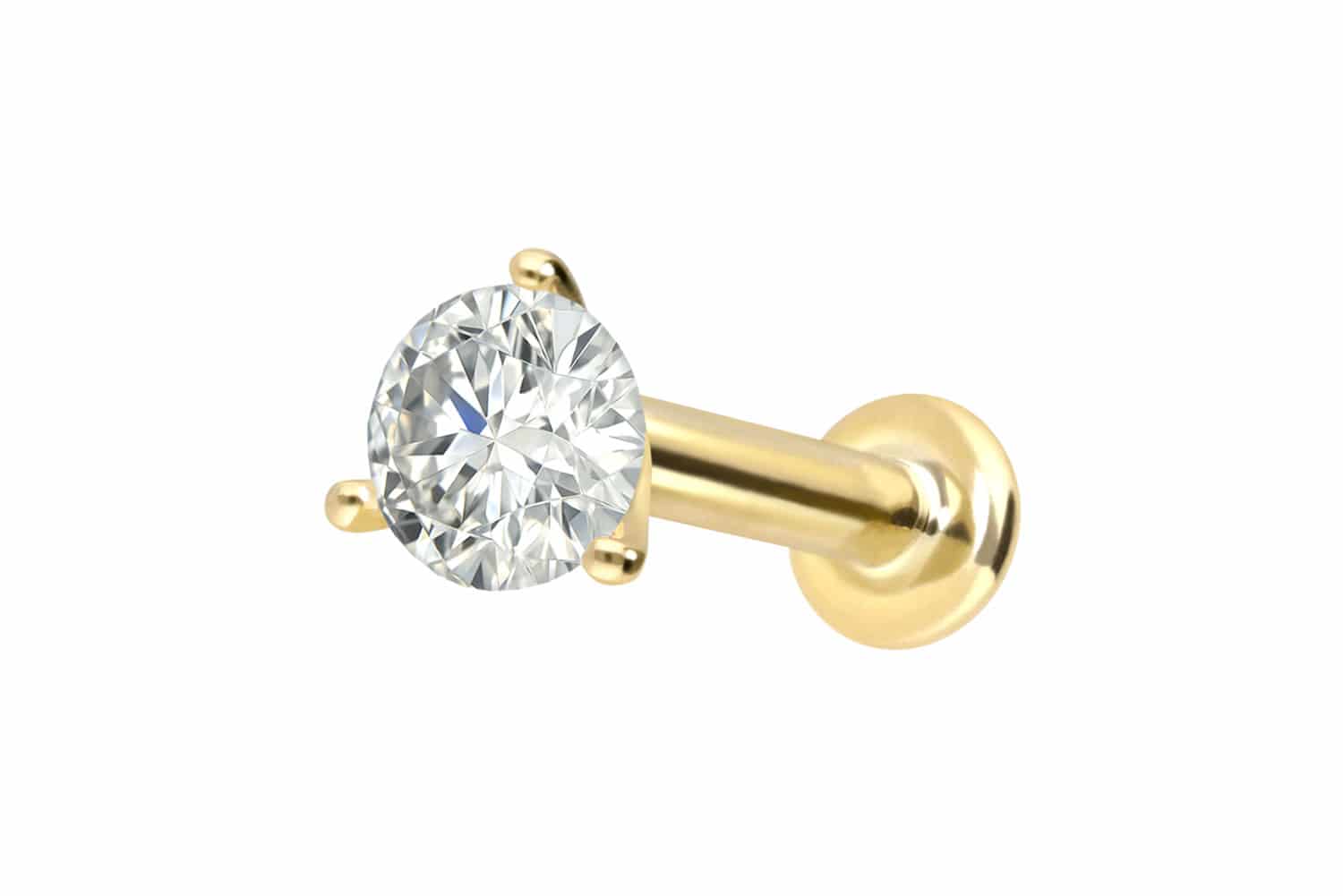 18 Karat Gold Labret Piercing mit Innengewinde DIAMANT